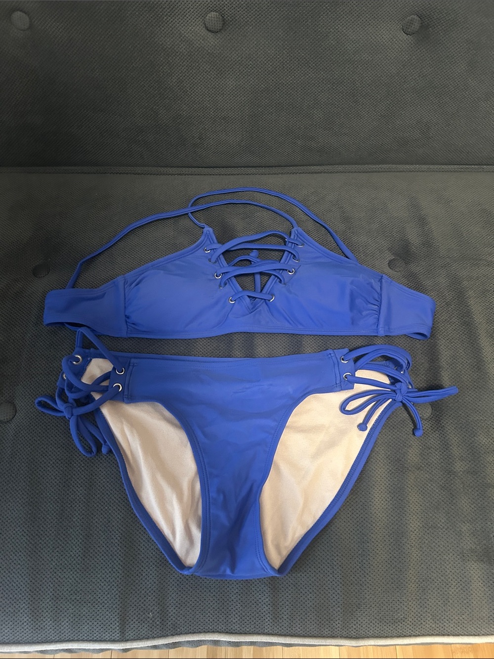 Xhilaration Royal Blue Lace-Up Bikini Set